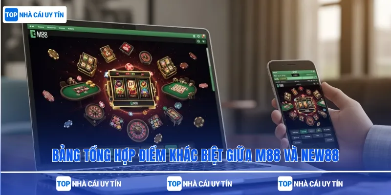 Bảng tổng hợp điểm khác biệt giữa M88 và New88