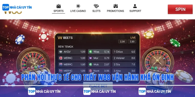 Phản hồi thực tế cho thấy W88 vận hành khá ổn định