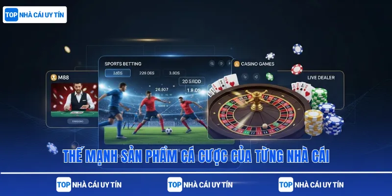 Thế mạnh sản phẩm cá cược của từng nhà cái
