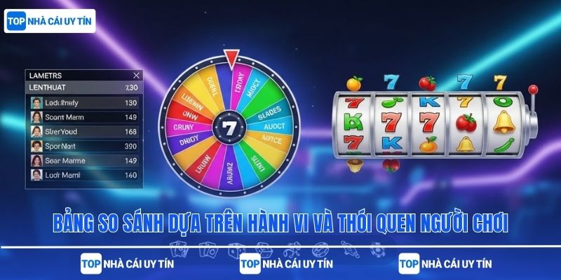 Bảng so sánh dựa trên hành vi và thói quen người chơi