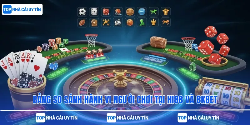 Bảng so sánh hành vi người chơi tại Hi88 và 8kbet