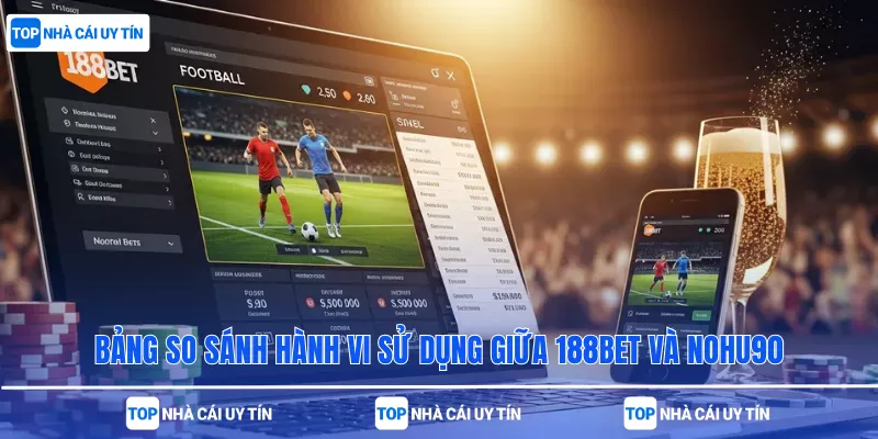 Bảng so sánh hành vi sử dụng giữa 188bet và nohu90