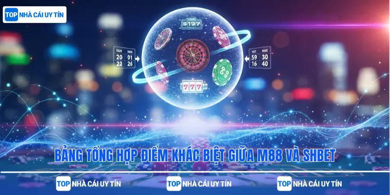 Bảng tổng hợp điểm khác biệt giữa M88 và SHBet