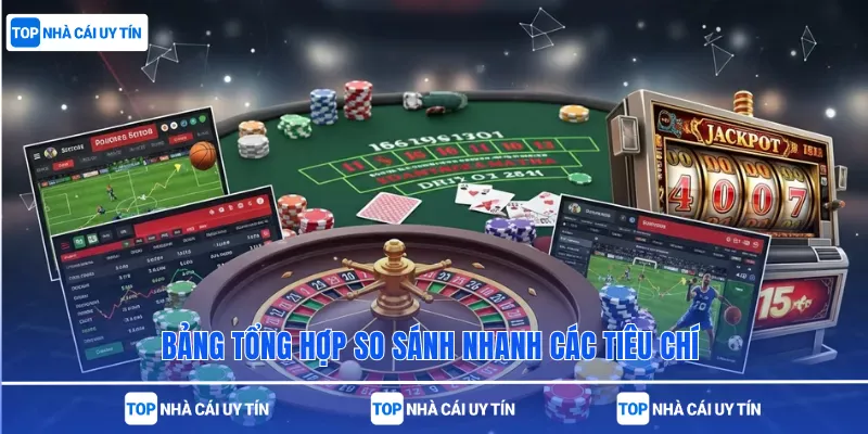 Bảng tổng hợp so sánh nhanh các tiêu chí 