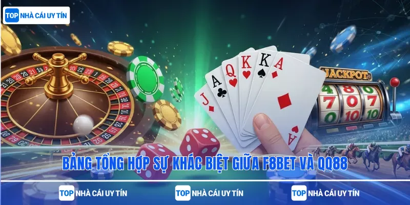 Bảng tổng hợp sự khác biệt giữa F8bet và QQ88