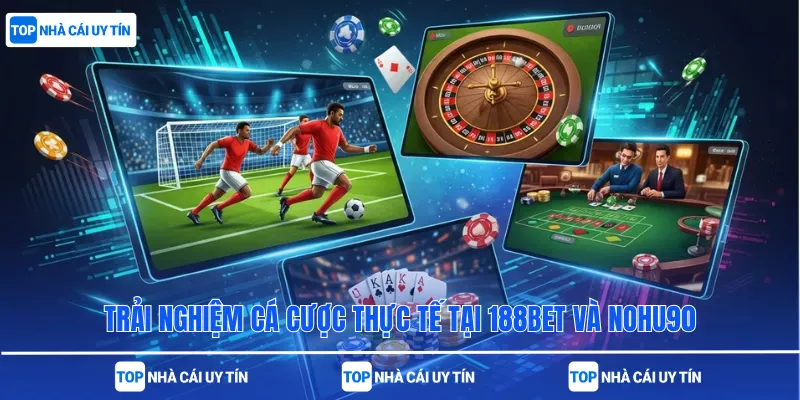 Trải nghiệm cá cược thực tế tại 188bet và nohu90
