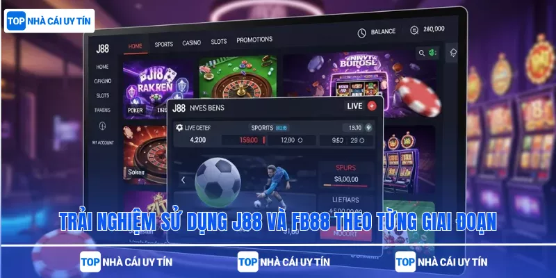 Trải nghiệm sử dụng J88 và FB88 theo từng giai đoạ